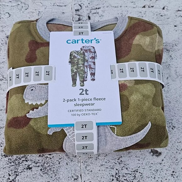Carters Baby Sleepwear Green and Gray 1 Piece Fleece Jumper Set of 2 Size 2T New - Picture 11 of 11